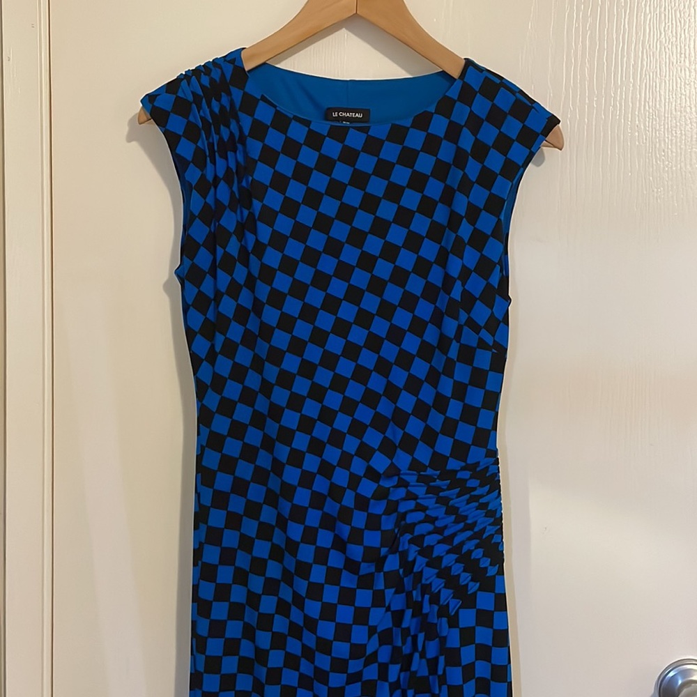 Le Chateau Checkered Stretch Midi Dress